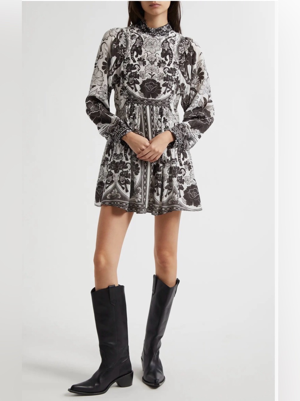 Farm Rio Flower Leopards Long Sleeve Dress - Size Small